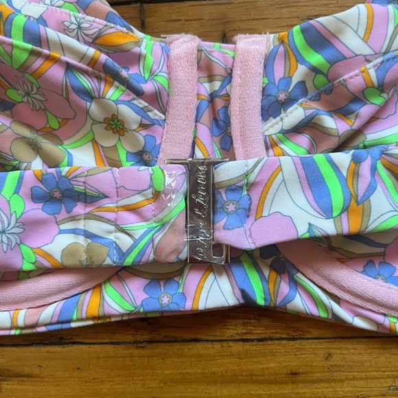 NWT For Love & Lemons Vibrant Neon Floral Underwire Bikini Cheeky Set Size M - Picture 3 of 7